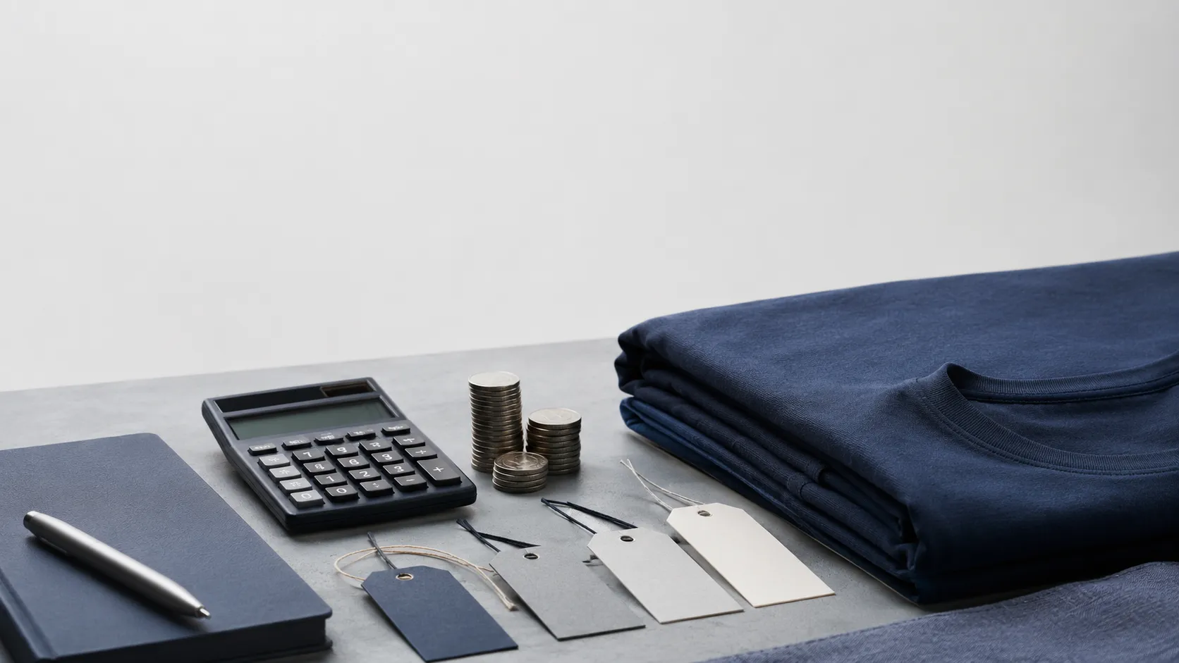เครื่องคิดเลข ป้ายราคา และเสื้อยืดพับ สื่อการคำนวณต้นทุน-กำไร